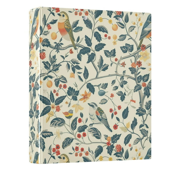 ALAZA Vintage Birds Leaves 3 Ring Binder 1.5 Inch Three Ring Office Binders w/ clipboard & 3 pockets, Hold 200 Sheets, 1 pc