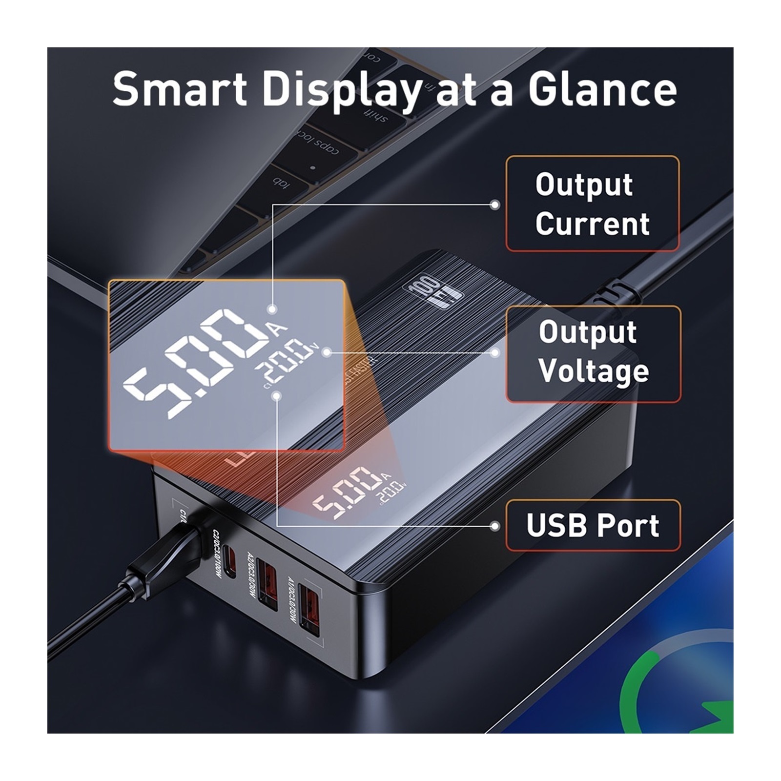 100W Charger PD QC 4+ Fast Charger Cell Phone USB C Charger ,Space-Saving