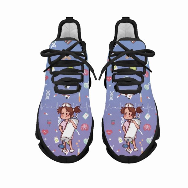 Yikeluo - Zapatos de enfermera para mujer, zapatillas transpirables con estampado médico, sin cordones, ligeras, informales, de suela suave