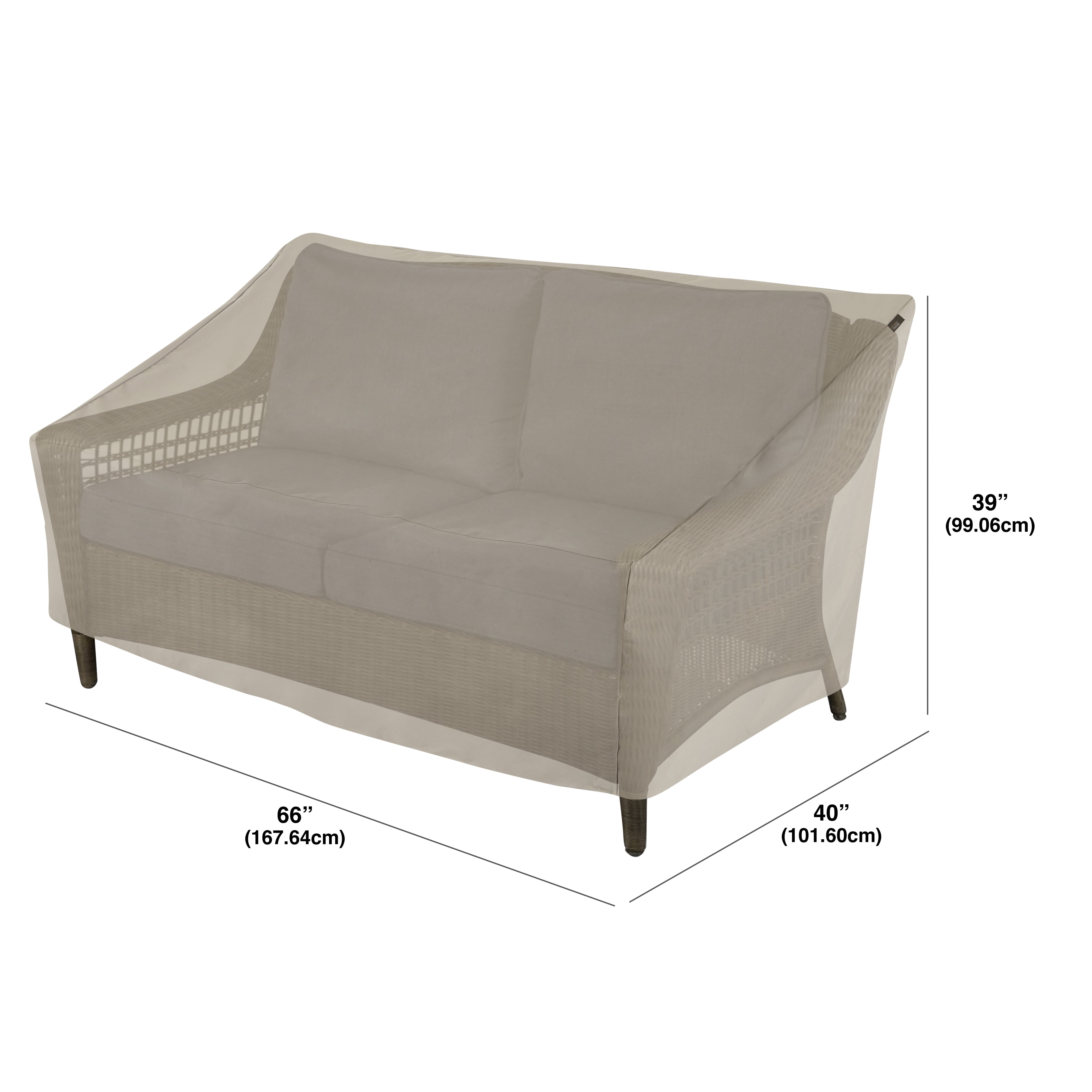 Modern Leisure Chalet Outdoor Patio Loveseat Cover, 66"L x 40"W x 39"H, Beige
