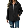 thumbnail image 5 of GERsome Women's Rain Jacket Full Zip Waterproof Lightweight Rain Coat with Packable Pocket for Travel Hiking Black L, 5 of 9