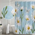 thumbnail image 4 of Blue Daisy Flower Shower Curtain Set - Small 36" x 72" Washable Bathtub Curtain with 12 Hooks, White Farmhouse Floral Spring Waterproof Fabric Stall Shower Curtains for Bathroom/Bathtub Décor, 4 of 6
