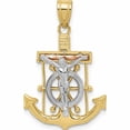 thumbnail image 1 of 10K Tri Color Tri-Color Diamond-Cut With Textured Mariner\'s Cross Pendant (29 X 18) Made In United States -Jewelry By Sweet Pea, 1 of 5