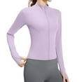 thumbnail image 4 of Women's Yoga Sportwear Lightweight Zip Up Jackets Slim Fit Workout Shapewear Purple 2XL, 4 of 4