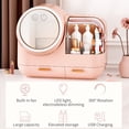 thumbnail image 4 of Multifunctional LED Makeup Organizer with 360° Rotating Mirror, Soft Wind Fan & 3 Light Modes - Large Capacity Dustproof Cosmetic Storage Box, USB Rechargeable, Premium PS Material - Ideal for, 4 of 7