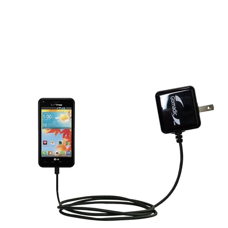 Gomadic Intelligent Compact AC Home Wall Charger suitable for the LG Enact - High output power with a convenient, foldable plug design - Uses TipExcha