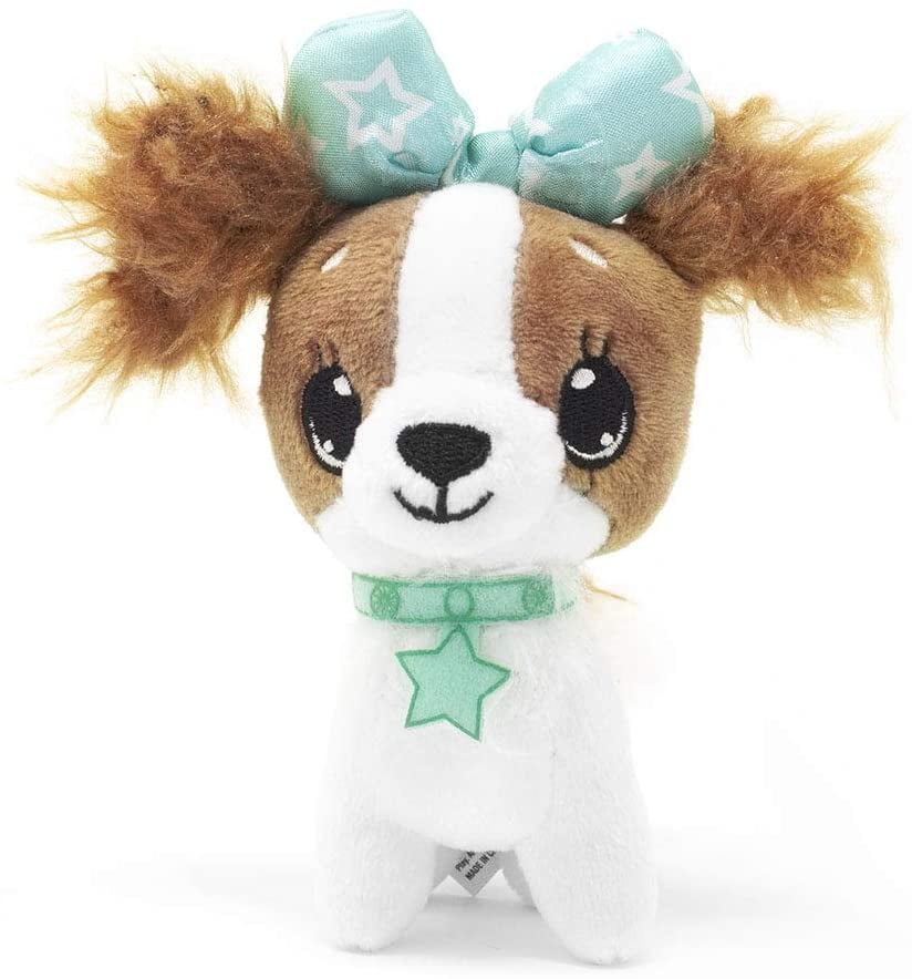 Wish Me Pets Light Up LED Plush Stuffed Animals Mini Brown Cavalier Puppy with Emerald Bow