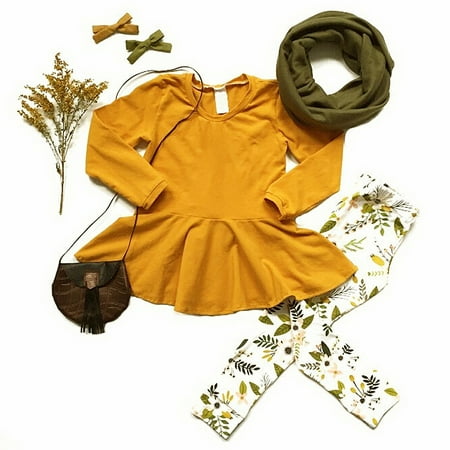 Child Toddler Kids Girls Long Sleeved Outfits Clothes Ruffle T-shirt Tops Dress + Floral Leggings Long Pants Set 2-3 Years