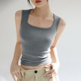 thumbnail image 2 of hotojiny Women's Tank Top Summer Base Layering Camisole Slim Fitted Sleeveless T-Shirt Square Collar Solid Color Going out Tee, 2 of 4