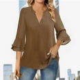 thumbnail image 2 of Gerichy Long Sleeve Tops for Women Women Loose Blouse V-Neck 3/4 Sleeve Workwear Blouse Shirt Tops for Women, 2 of 4