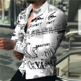 thumbnail image 1 of Camisas hawaianas de manga larga para hombre, camisas de moda con letras, blusas Lepal blancas y negras, blusas de playa, camisas de un solo pecho Voion, 1 of 6