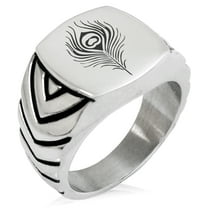 Stainless Steel Hera Greek Goddess of Marriage Chevron Pattern Biker Style Polished Ring