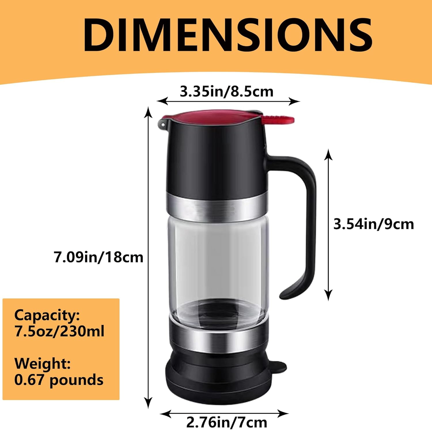 Glass Honey Dispenser Pot: 9 OZ Honey Dispenser No Drip with Handle, Maple Syrup Dispenser, Durable Clear Honey Jar with Silicone Base, Honey Pot for Coffee or Tea (Black)