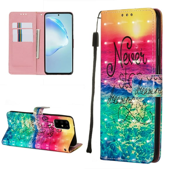 Allytech Galaxy S20 5G Wallet Case, Slim 3D PU Leather Folio Flip Stand Shockproof Full Protection Drop Proof Magnetic Cards Holder Wallet Case Cover for Samsung Galaxy S20 6.2", Never Stop