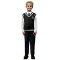 thumbnail image 3 of Huesdet Toddler Boys Girls Sweater Vest Fall Winter Thermal Sleeveless Sweater Knitted Waistcoat Warm V-neck Sweater(Black,13-14 Years), 3 of 9