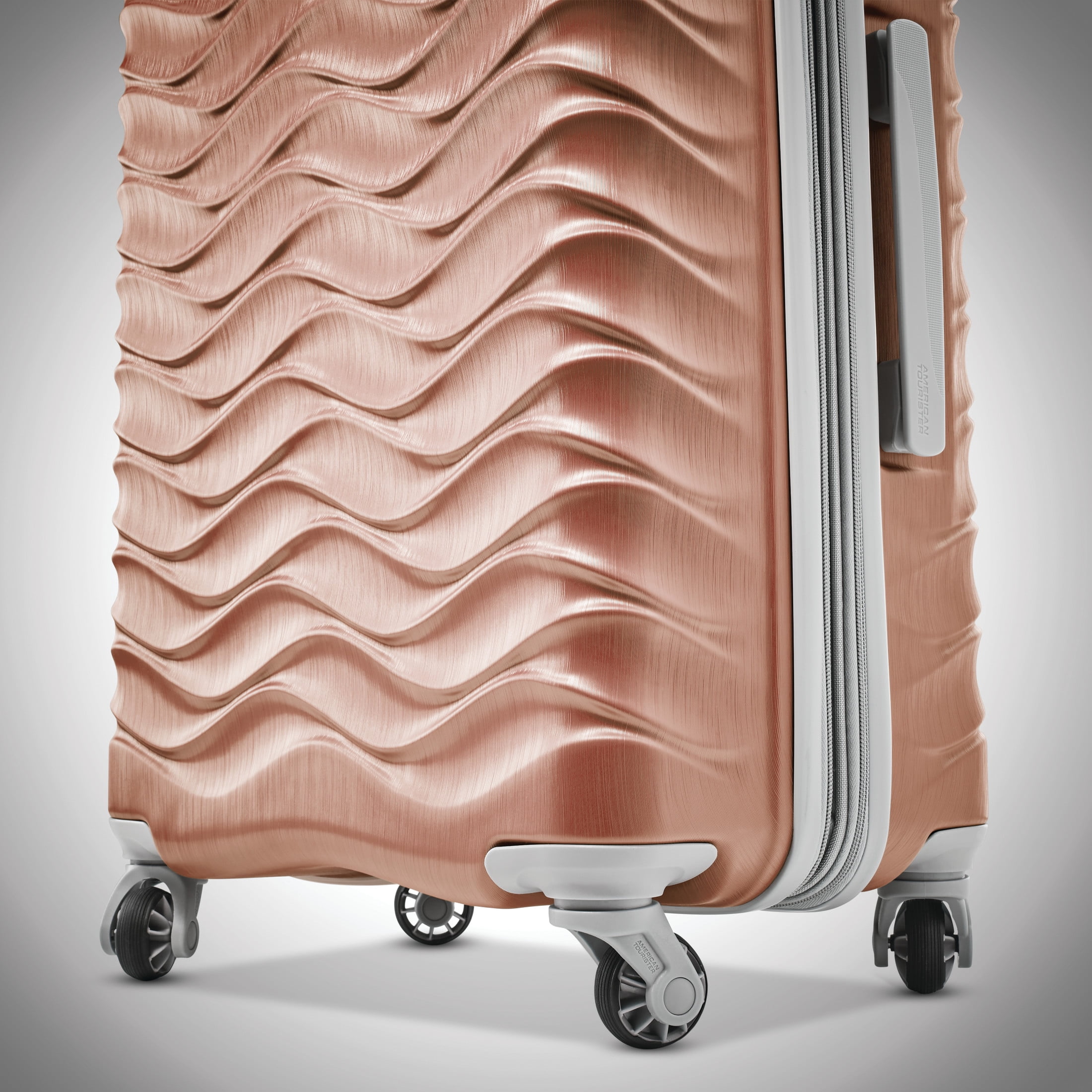 American Tourister Pirouette NXT Hardside Large Checked Luggage with Spinner Wheels - Peach