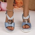 thumbnail image 5 of Viluyesy Women's Wedge Sandals, Elastic Strap Peep Toe New Buckle Decoration Summer 2025 Fashion Platform Shoes Sky Blue 7, 5 of 9