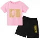 thumbnail image 3 of Conjunto de 2 piezas de camiseta y pantalones cortos con estampado de estrellas CR7 para niños y niñas de 3 a 13 años, ropa para niños, traje deportivo informal de moda Sunshine, 3 of 5