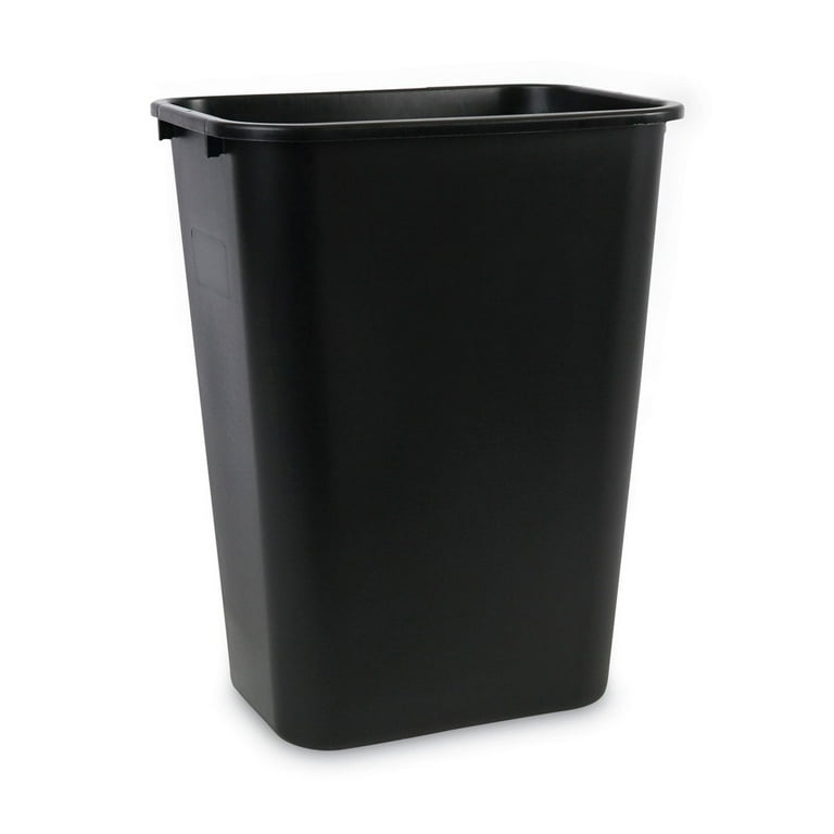 Boardwalk 41 Quart Black Plastic Trash Wastebasket - Durable, Soft