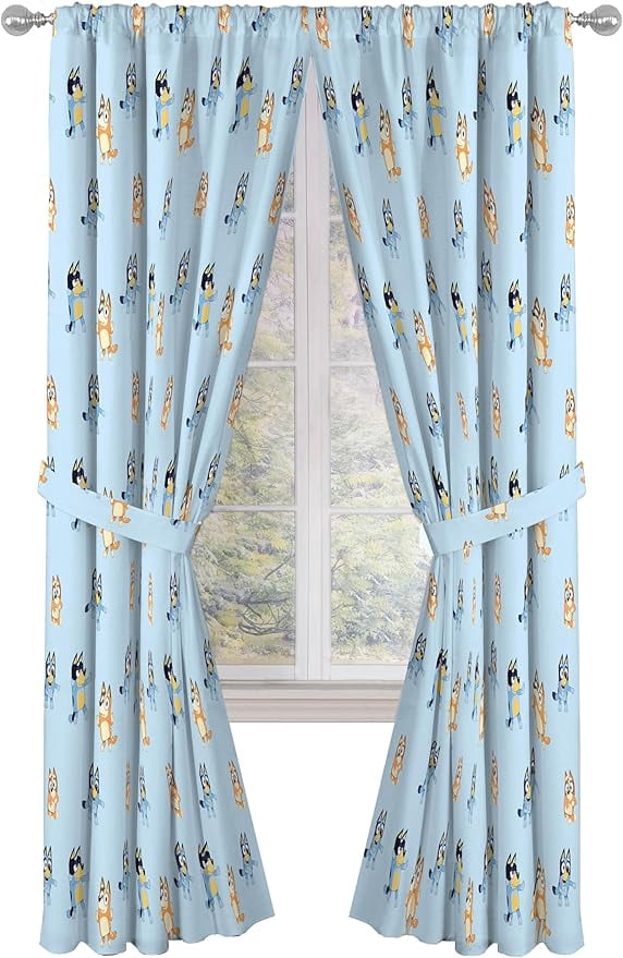 Bluey Can't Stop Dancing 2 Panels Blackout Curtain Set, 84 Inch Long - Kids Bedroom Accessories