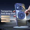 thumbnail image 4 of ELEHOLD Magnetic Case for iPhone 16 Pro, Compatible with Mag safe Accessory Adjustable Foldable 360° Ring Kickstand Camera Protector Shockproof Rugged Clear Case for iPhone 16 Pro,Blue, 4 of 8