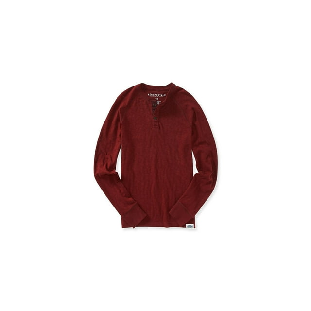 Aeropostale - Camiseta henley de color sólido para hombre, color rojo, extragrande Aeropostale henley