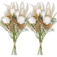 thumbnail image 1 of BRILLAR Arreglos florales de rosas de seda – Flores secas artificiales, 2 paquetes de ramo de orejas de trigo de plástico para decoración del hogar (blanco), 1 of 5