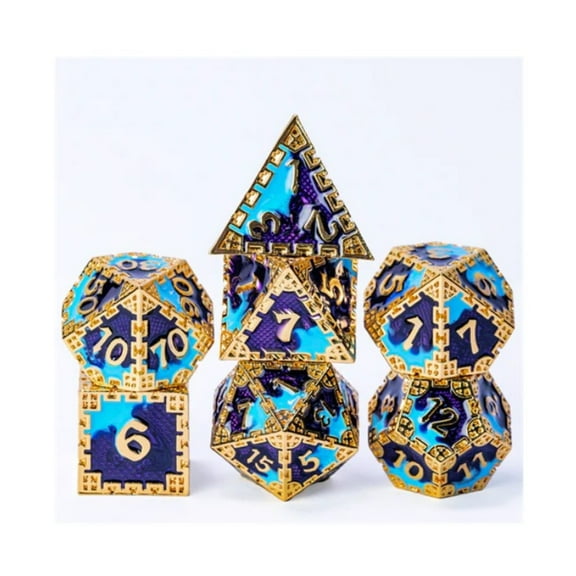 Foam Brain Games Hidden Dragon Poly Set - Gold & Purple (7) New