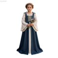 thumbnail image 2 of Liyamei Girls Medieval Court Dress Long Sleeve Off Shoulder Stage Performance Gown 3-10Y, 2 of 5