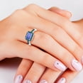 thumbnail image 6 of SZUL Women's 2 1/2 Carat Emerald Cut Tanzanite and 1/3 CTW Blue Diamond Ring in 10K White Gold, 6 of 6