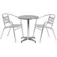 thumbnail image 3 of Flash Furniture 23.5'' Round Aluminum Indoor-Outdoor Table Set with 2 Slat Back Chairs, 3 of 6