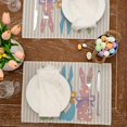 thumbnail image 4 of Easter Placemats 12x18 Inch Set of 4, Colorful Polka Dots Bunny Grey Striped Decorative Farmhouse Holiday Spring Table Decoration for Kitchen Dining, Indoor Outdoor Dinner Party Décor GP112-18, 4 of 5
