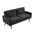 thumbnail image 4 of Cterwk Upholstered Velvet Sofa Couch with Wood Legs, 3 Seater Loveseat Sofa Living Room, Home, Apartment, Office, Black, 4 of 8