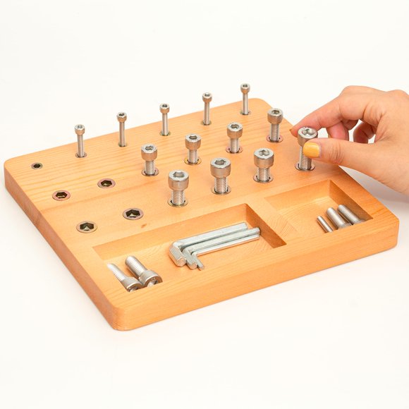 Entrenador de fuerza DICYWUDI de madera perforada para destreza con los dedos