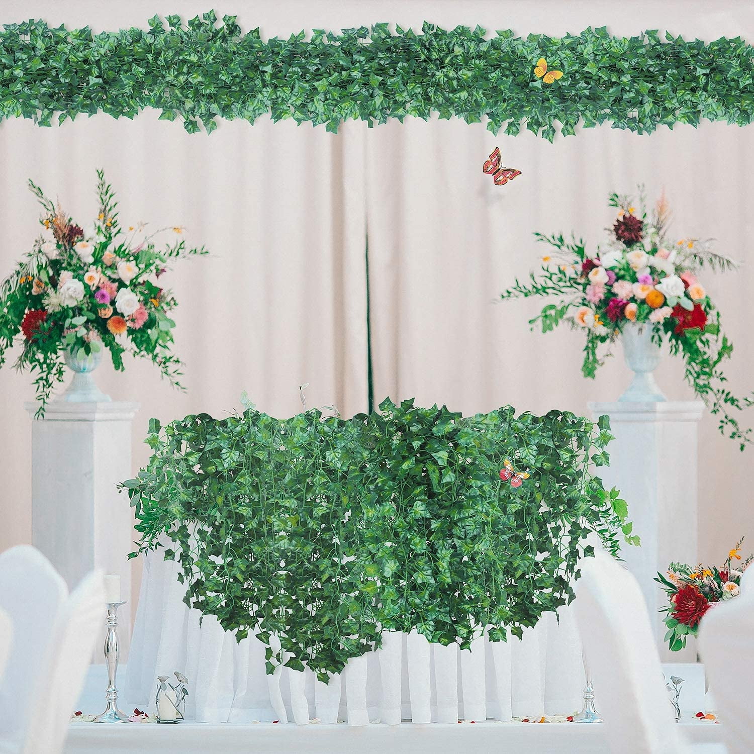  dallisten 3 Strands Begonia Artificial Vines, 67 Silk Vine  Garland with Green Leaves, Fake Hanging Plants Greenery Decor for Home,  Bedroom, Wall, Party, Wedding Decoration : Home & Kitchen
