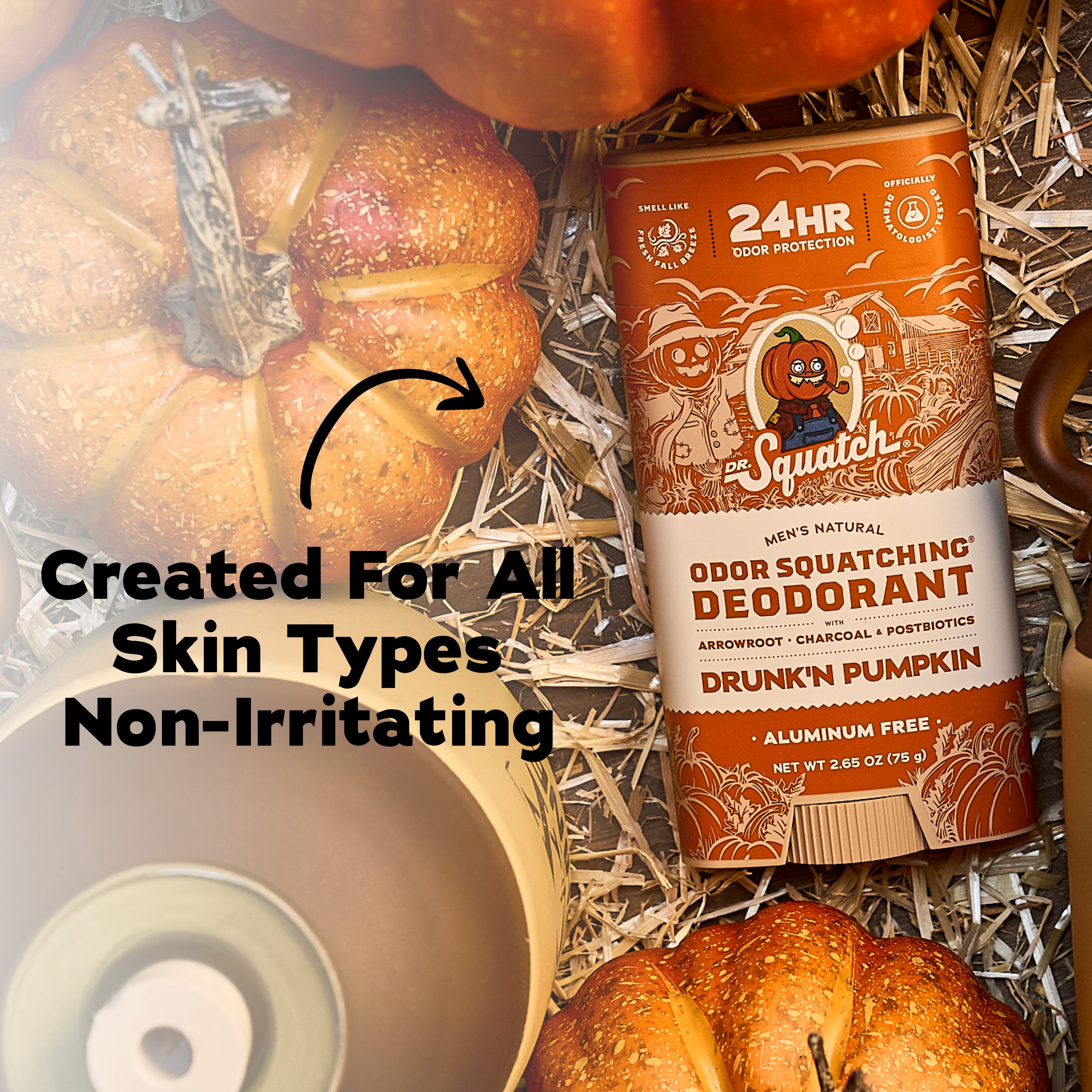Dr. Squatch Natural Men's Deodorant - Odor-Squatching Aluminum Free - Drunkin' Pumpkin (2.65 oz)