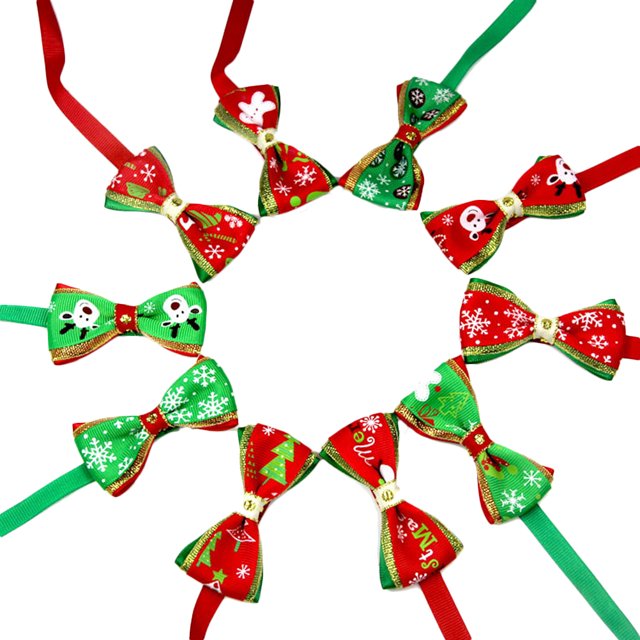20 Pcs Collier à Thème de Noël Ajustable Nœud Papillon Collier pour Chien Chat Style Mixte