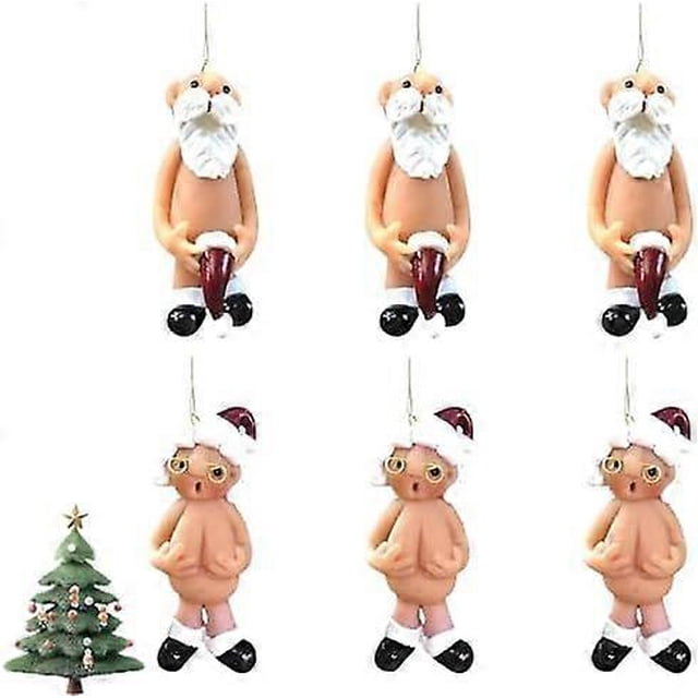 6 Pcs Christmas Tree Decorations, Home Christmas Decorations, 2D Flat Pendant Santa Claus Unusual Gifts, Suitable for Tree Hanging and Holiday Party D