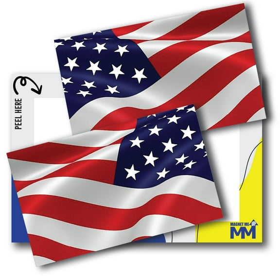 Magnet Me Up Waving American Flag Adhesive Decal Stickers, 3x5", 2Pk - USA Made