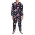 thumbnail image 3 of Lsque Roses Flowers Pattern Long Sleeve Pajama Set for Men - Soft 2-Piece Sleepwear and Loungewear Set with Pockets, Comfy Nightwear-X-Large, 3 of 7