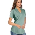 thumbnail image 2 of CEASIKERY Women's Short Sleeve V Neck Tops Casual Tunic Blouse Loose Shirt, 2 of 5