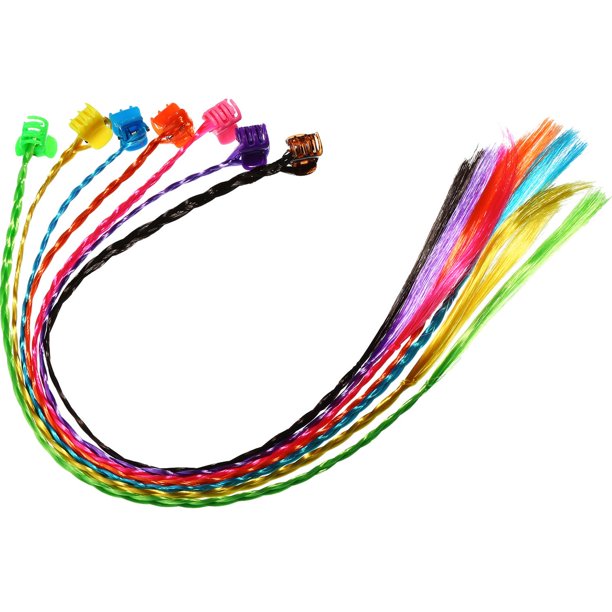 Bememo 21 Piezas Extensiones de Cabello Trenzas de Colores con Broches de Clip Extensiones de Cabello Trenzadas Arco Iris Accesorios para el Cabello para Niños Actuación Niños Niñas Halloween Cosplay