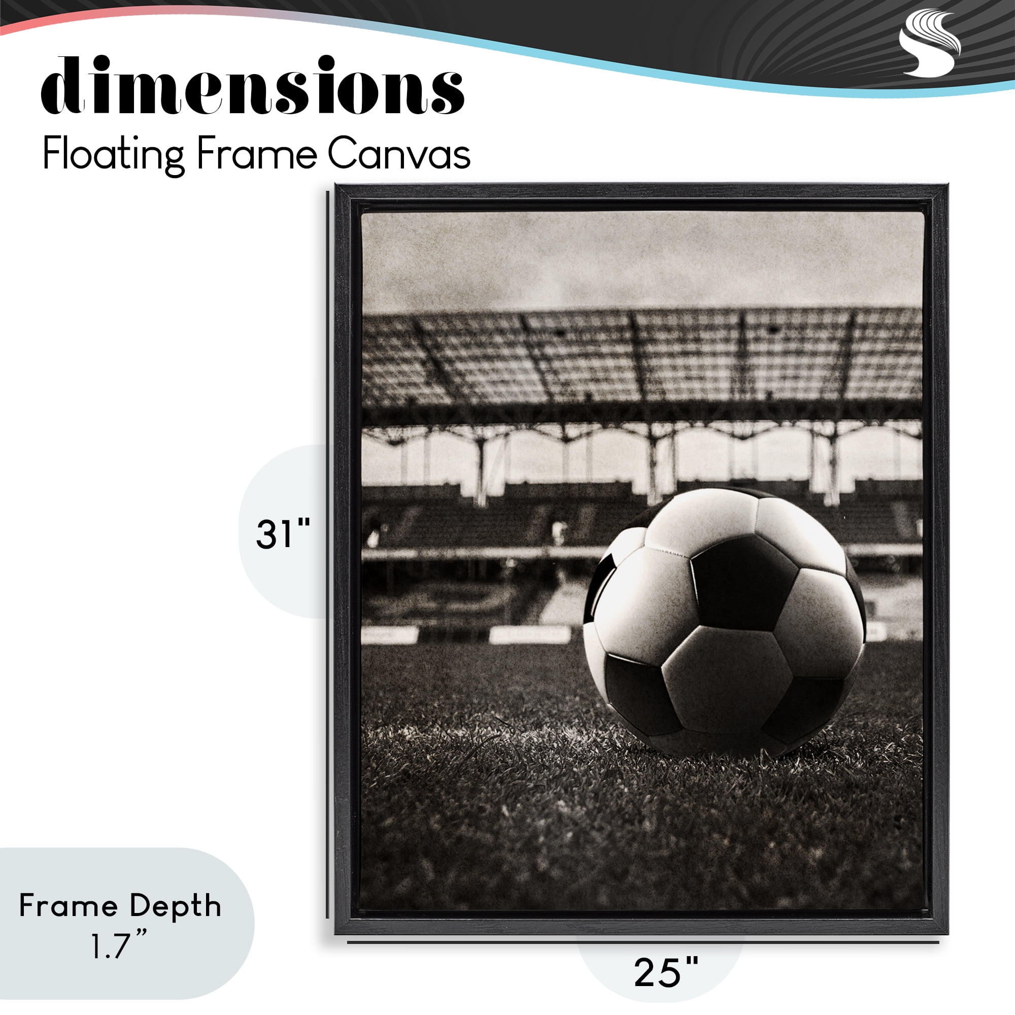 Stupell Industries Vintage Sports Soccer Black Framed Floater Canvas Wall Art, design by Marcus Prime