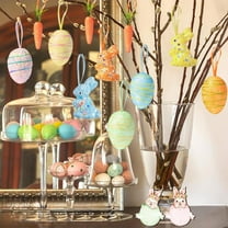 Outoloxit Easter Decorations 24-Piece Set, Hanging Ornaments with Eggs, Bunnies, Carrots for Easter Craft, Home, Party and Easter Tree Decor