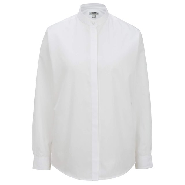 Edwards Garment Women's Long Sleeve Banded Collar Shirt, White, Large