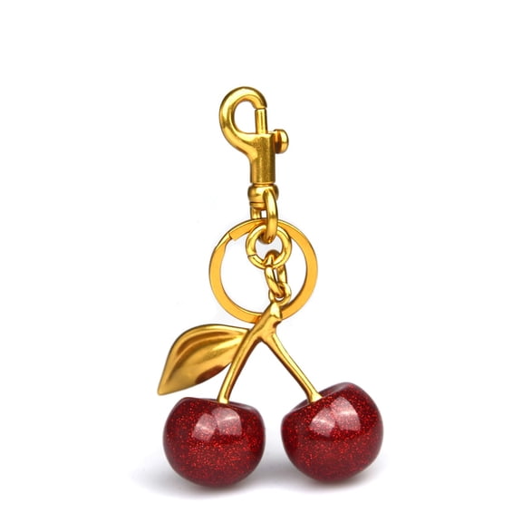 Cherry Bag Charm with Key Ring and Clip, Cherry Keychain Accessories for Purses/Bags/Car Key with Elegant Gift Box
