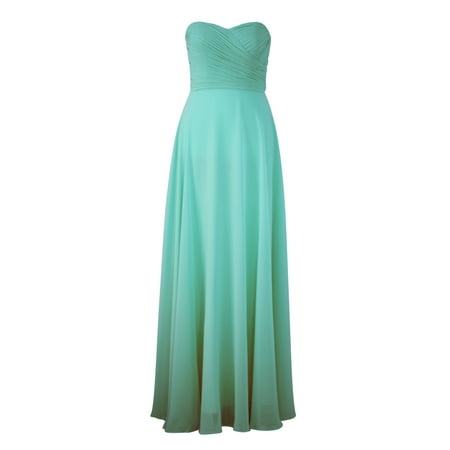 Faship Womens Elegant Strapless Pleated Sweetheart Neckline Long Formal Dress Aqua - (Best Shape Dress For Pear Shaped)