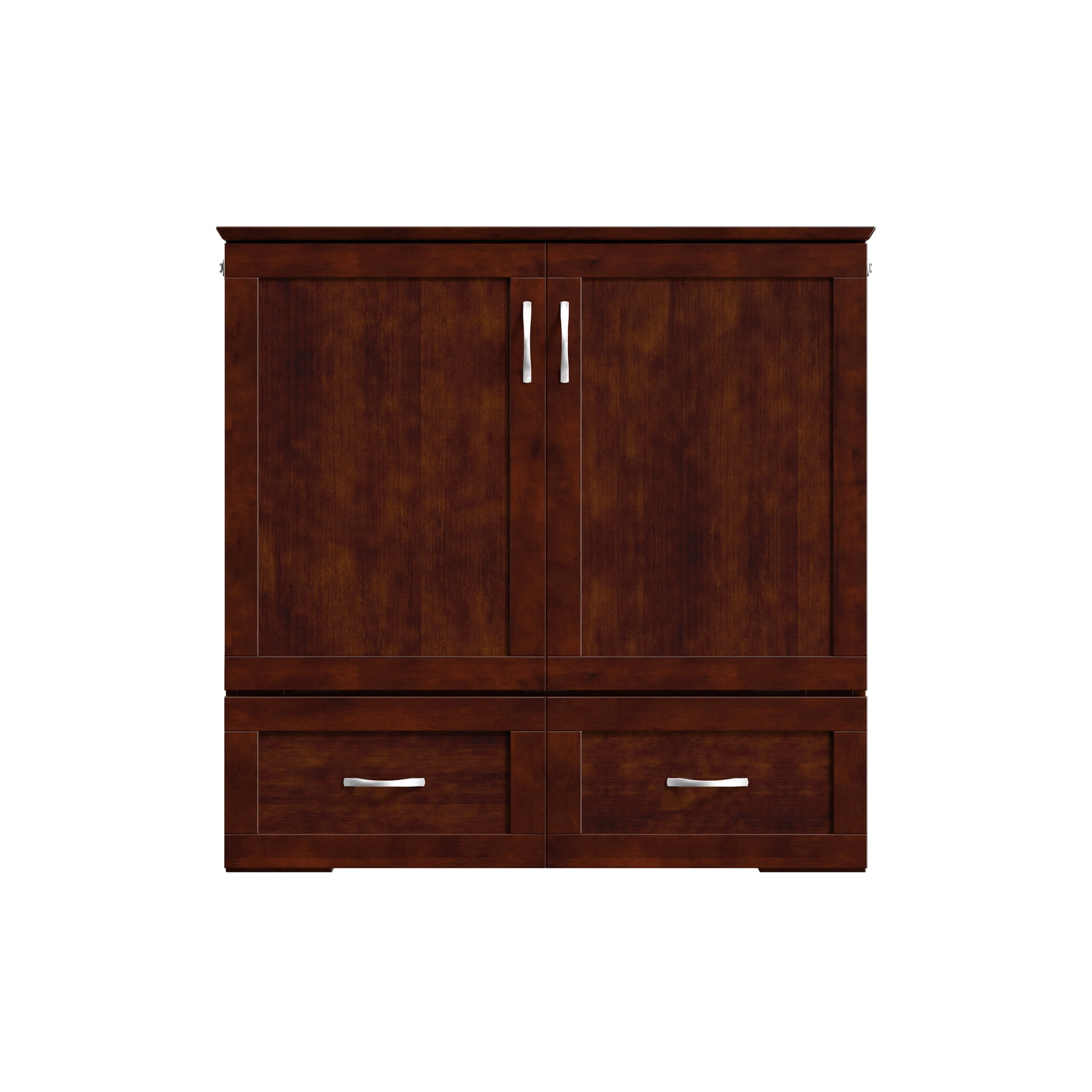 AFI Hamilton Twin-XL Wood Murphy Bed Chest with 6" Mattress, Drawer & Charger, Walnut