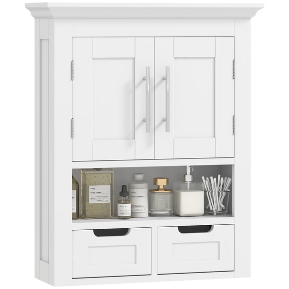 kleankin Bathroom Wall Cabinet Medicine Cabinet with Shelf, White