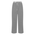 thumbnail image 2 of QLEICOM Womens Slacks Women's Wrinkle Free Relaxed Fit Straight Leg Pants Loose Wide Leg Pants High Waist Straight Pants Pants Work Cargo Casual Pants Wide Leg Pants Relaxed Fit Trousers Gray L, 2 of 5